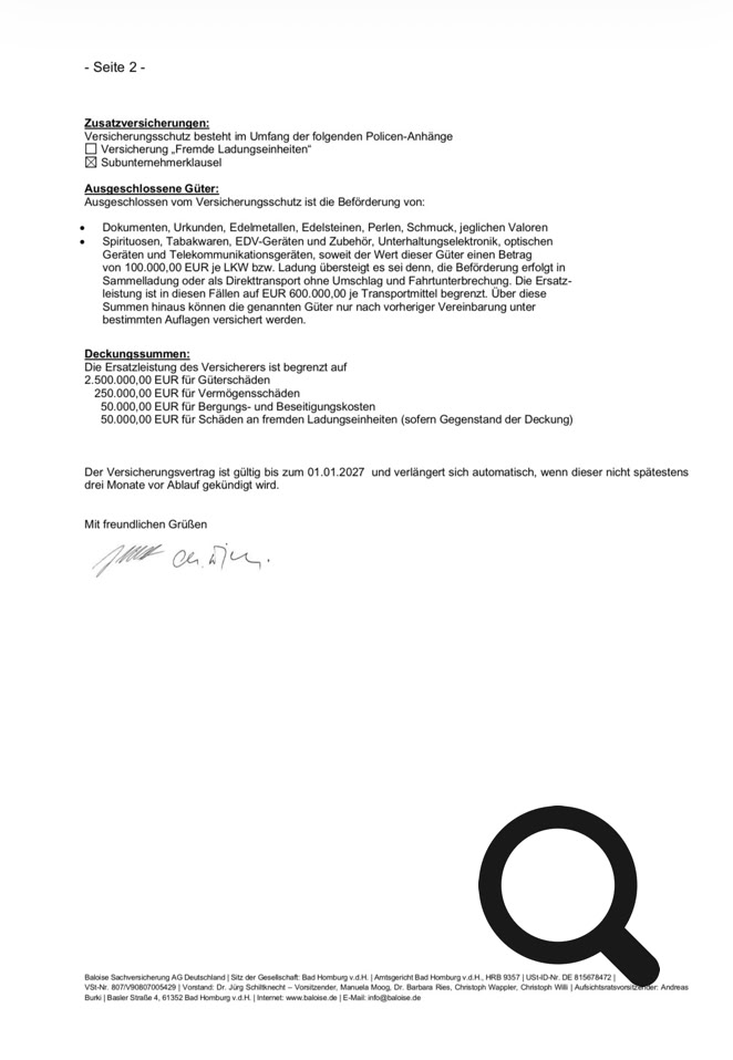 Versicherungsnachweis 2